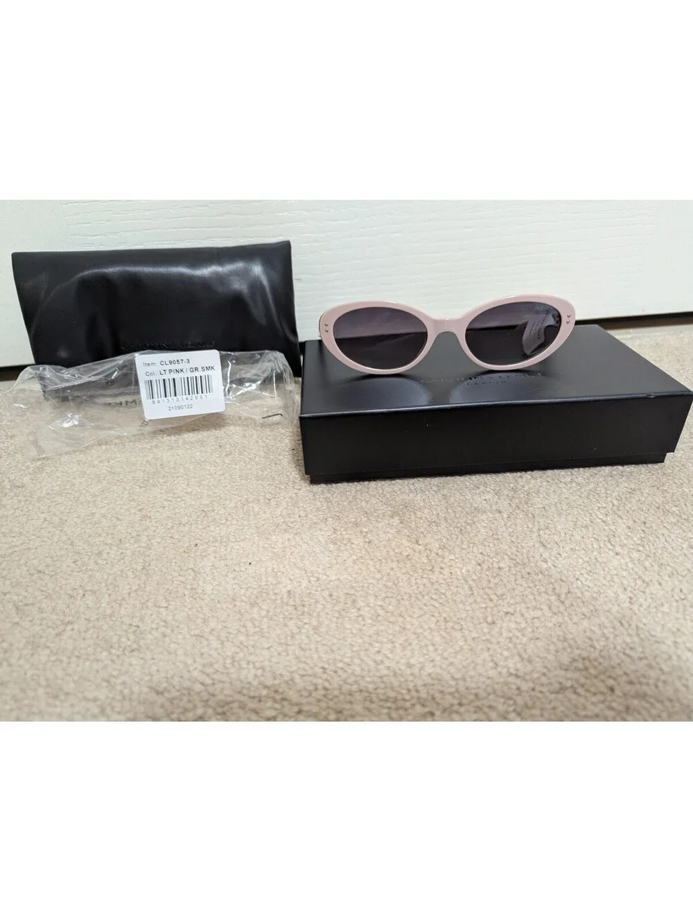Carolina Lemke Sunglasses Pink W/ Brown Lenses Cat Eye New In Box Carrying Case